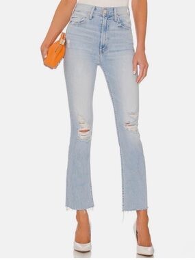 MOTHER High Waisted Rider Ankle Fray Jeans